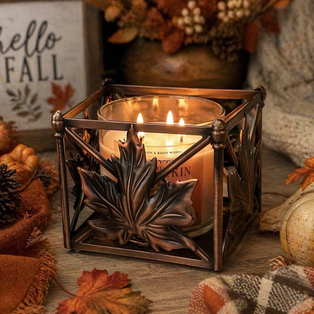 Bath & Body Works Candle Sleeve Holder Square Leaf 3-Wick 14.5oz NEW